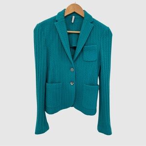 IISLI New York Turquoise Knit Wool Sweater Blazer S